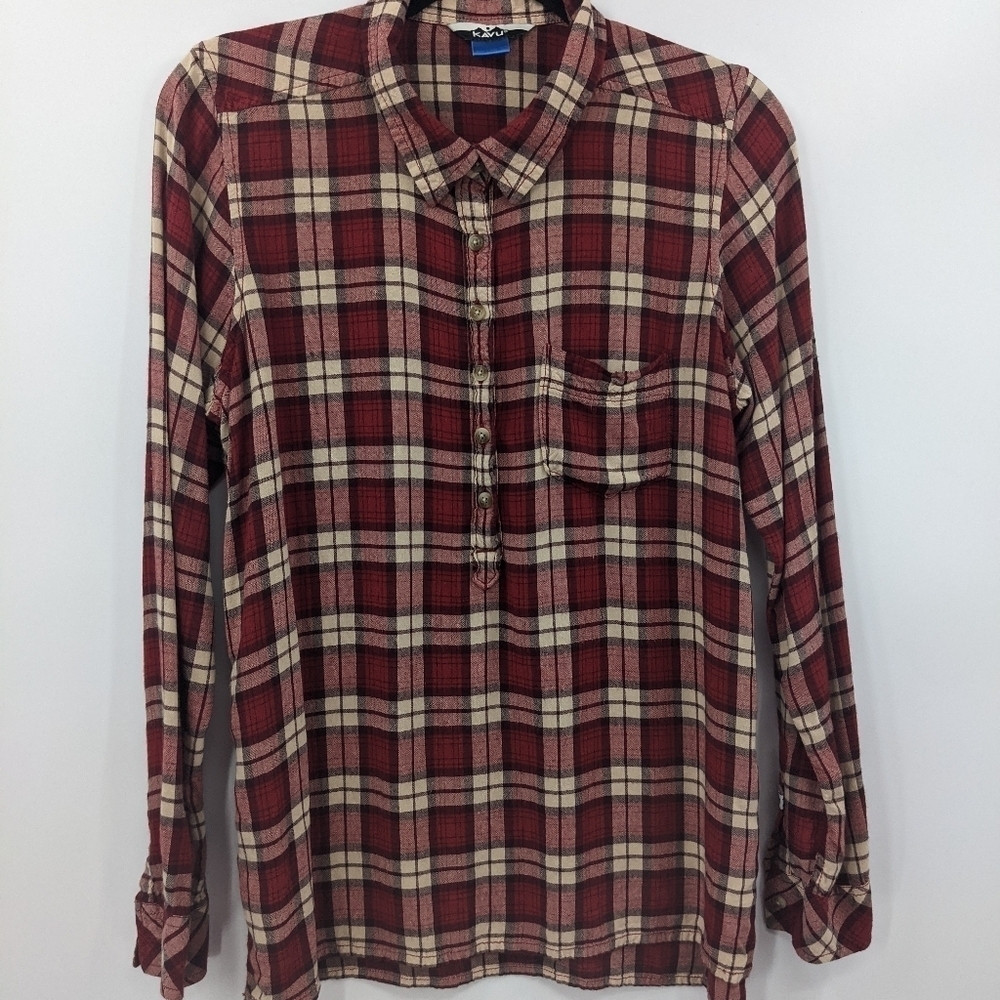 KAVU Plaid Button Long Sleeve Shirt